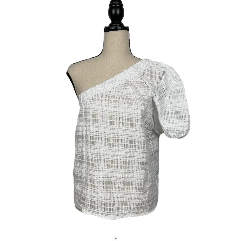 Anthropologie Current Air Blouse One Shoulder White Size Small NEW